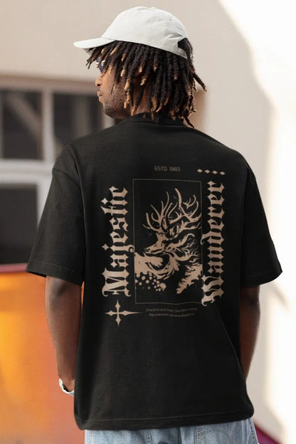 Two Sided Printing | MAJESTIC WANDERER | 2 color | 180GSM | Round Neckline | Oversized Fit | 100 % Cotton