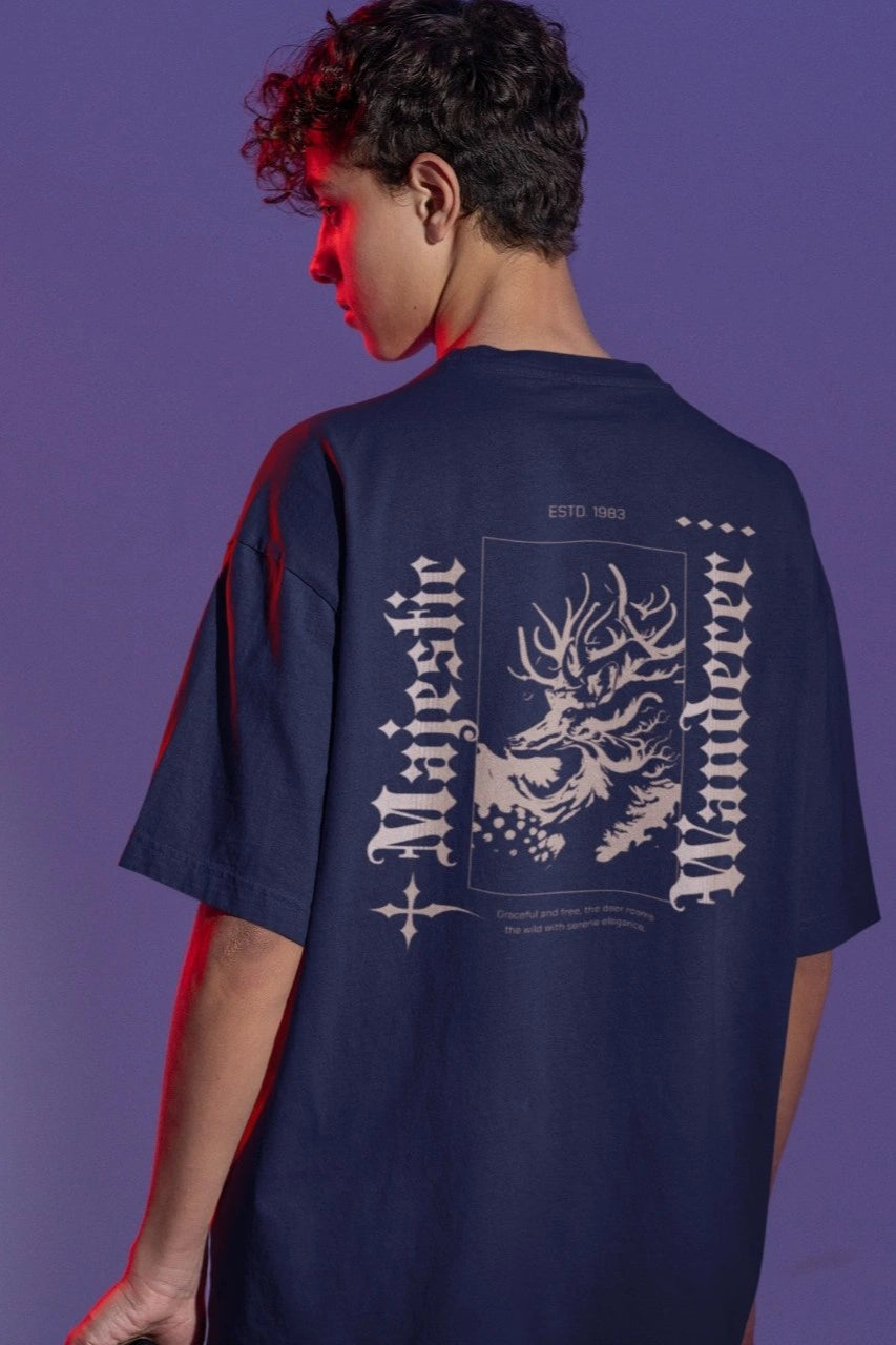 Two Sided Printing | MAJESTIC WANDERER | 2 color | 180GSM | Round Neckline | Oversized Fit | 100 % Cotton