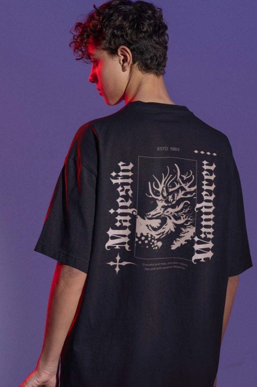 Two Sided Printing | MAJESTIC WANDERER | 2 color | 180GSM | Round Neckline | Oversized Fit | 100 % Cotton