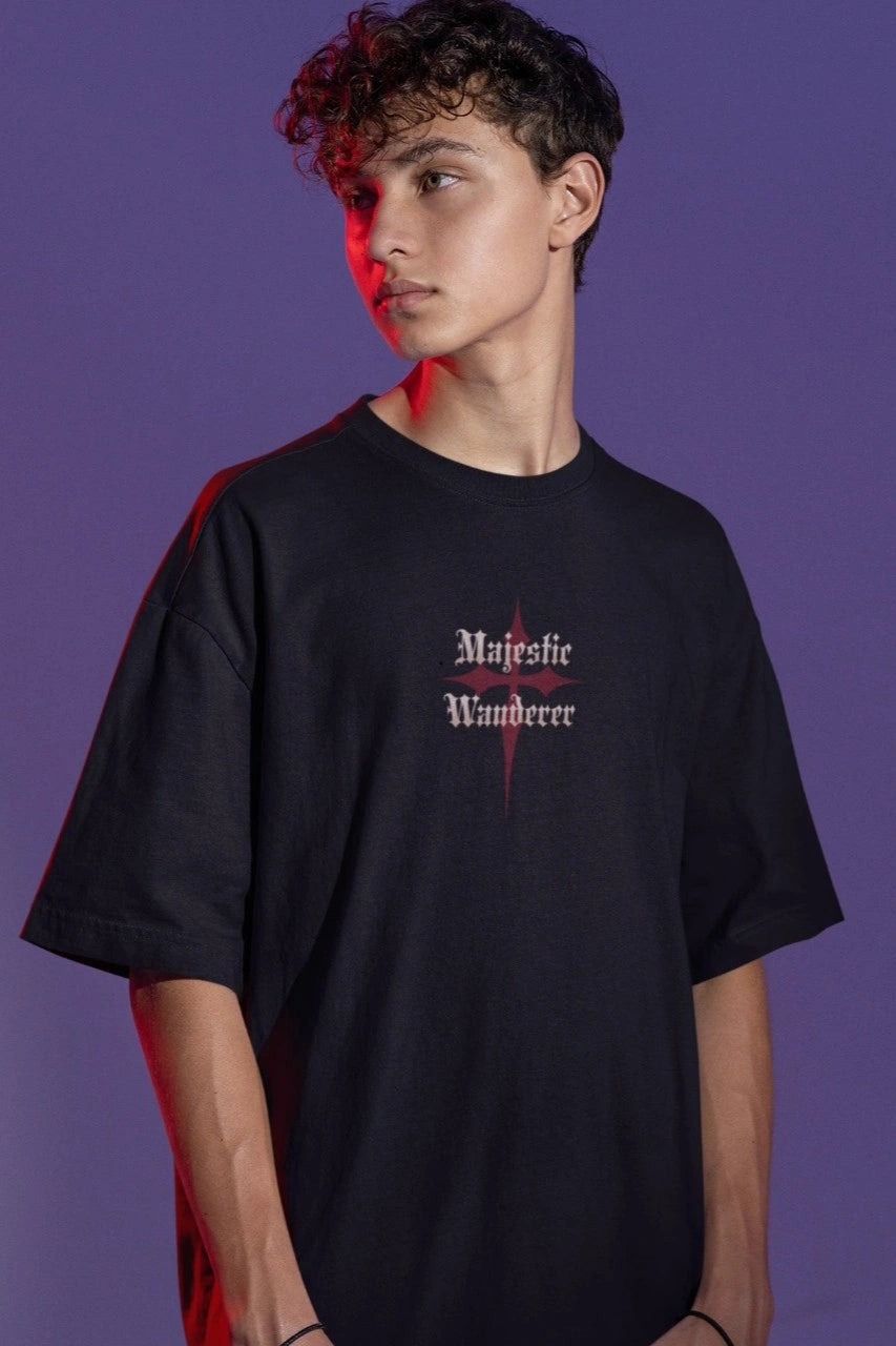 Two Sided Printing | MAJESTIC WANDERER | 2 color | 180GSM | Round Neckline | Oversized Fit | 100 % Cotton