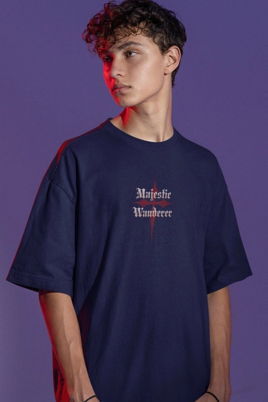Two Sided Printing | MAJESTIC WANDERER | 2 color | 180GSM | Round Neckline | Oversized Fit | 100 % Cotton