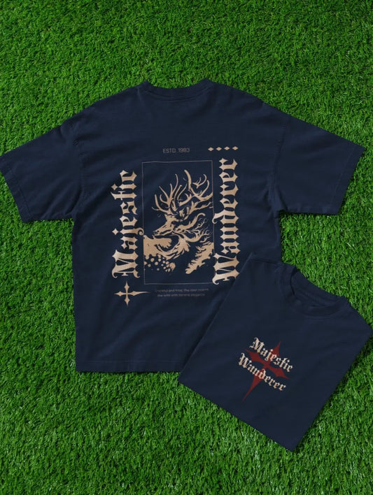 Two Sided Printing | MAJESTIC WANDERER | 2 color | 180GSM | Round Neckline | Oversized Fit | 100 % Cotton