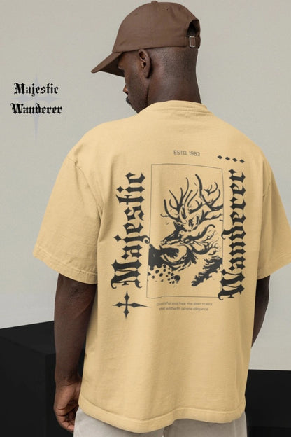 Two Sided Printing | MAJESTIC WANDERER | 2 light color | 180GSM | Round Neckline | Oversized Fit | 100 % Cotton