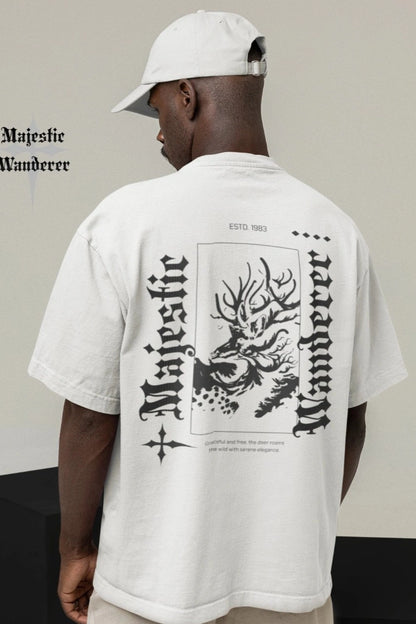 Two Sided Printing | MAJESTIC WANDERER | 2 light color | 180GSM | Round Neckline | Oversized Fit | 100 % Cotton