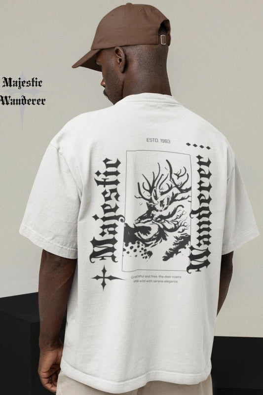 Two Sided Printing | MAJESTIC WANDERER | 2 light color | 180GSM | Round Neckline | Oversized Fit | 100 % Cotton