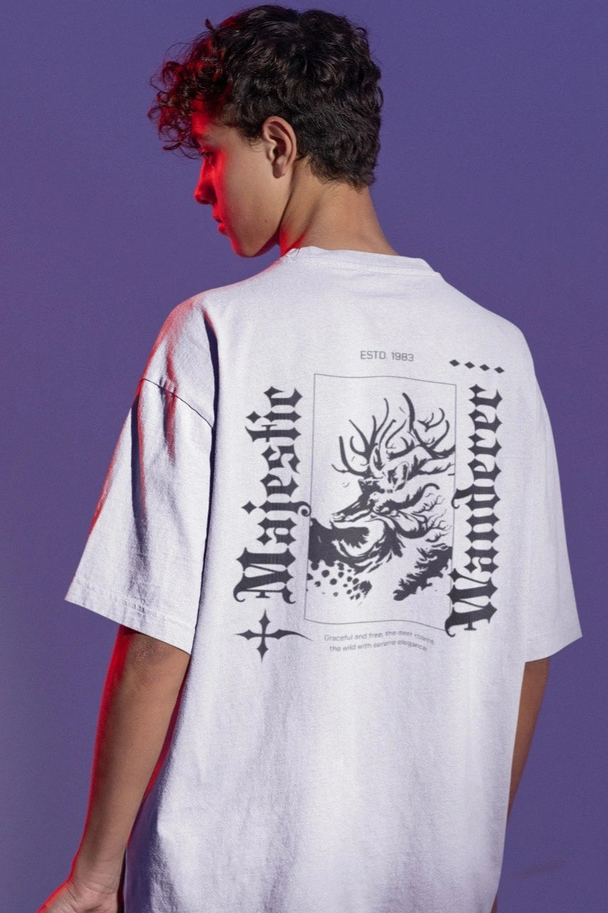 Two Sided Printing | MAJESTIC WANDERER | 2 light color | 180GSM | Round Neckline | Oversized Fit | 100 % Cotton
