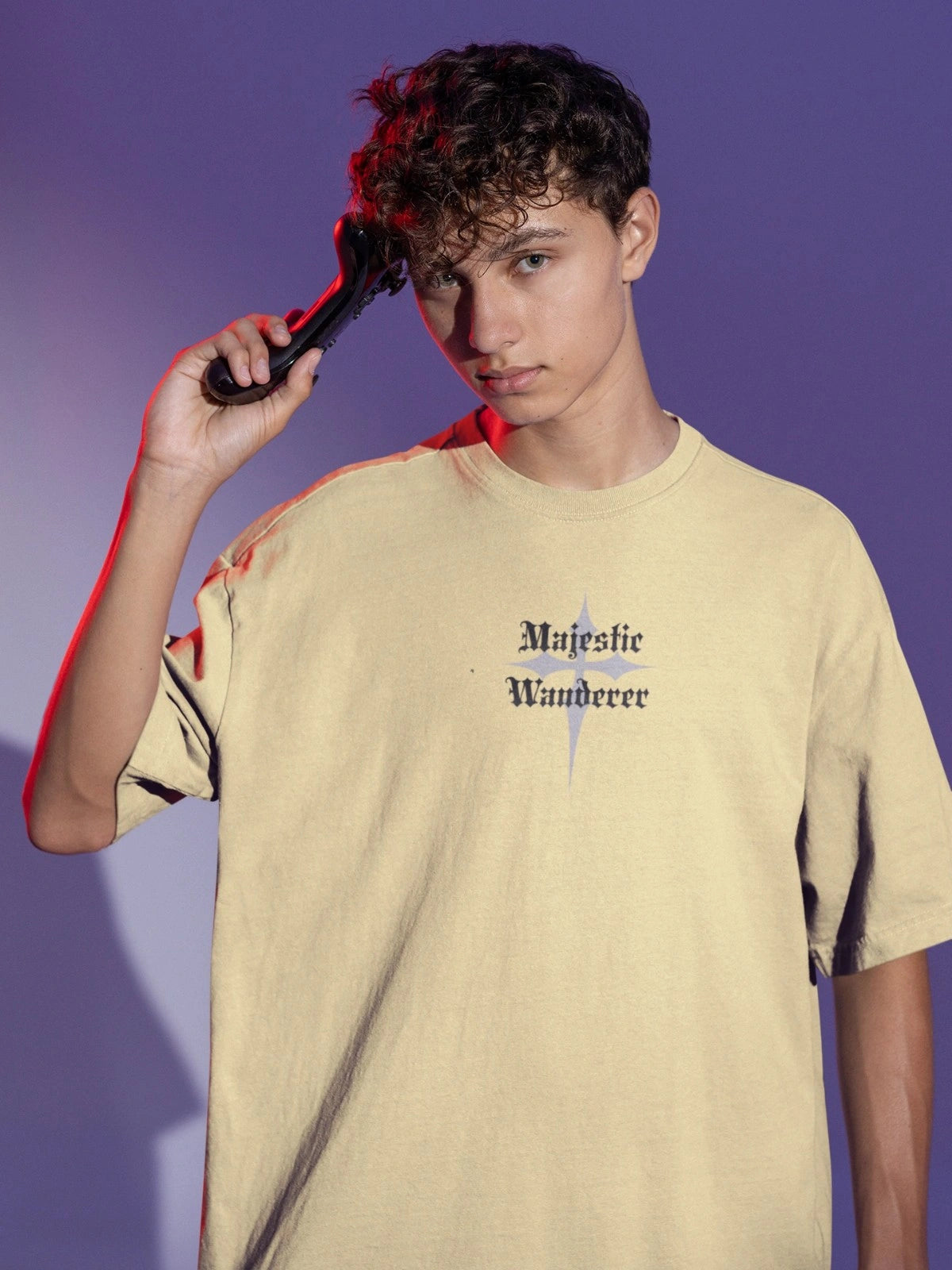 Two Sided Printing | MAJESTIC WANDERER | 2 light color | 180GSM | Round Neckline | Oversized Fit | 100 % Cotton