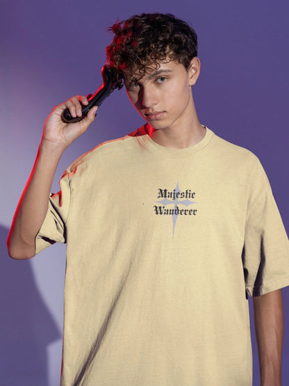 Two Sided Printing | MAJESTIC WANDERER | 2 light color | 180GSM | Round Neckline | Oversized Fit | 100 % Cotton
