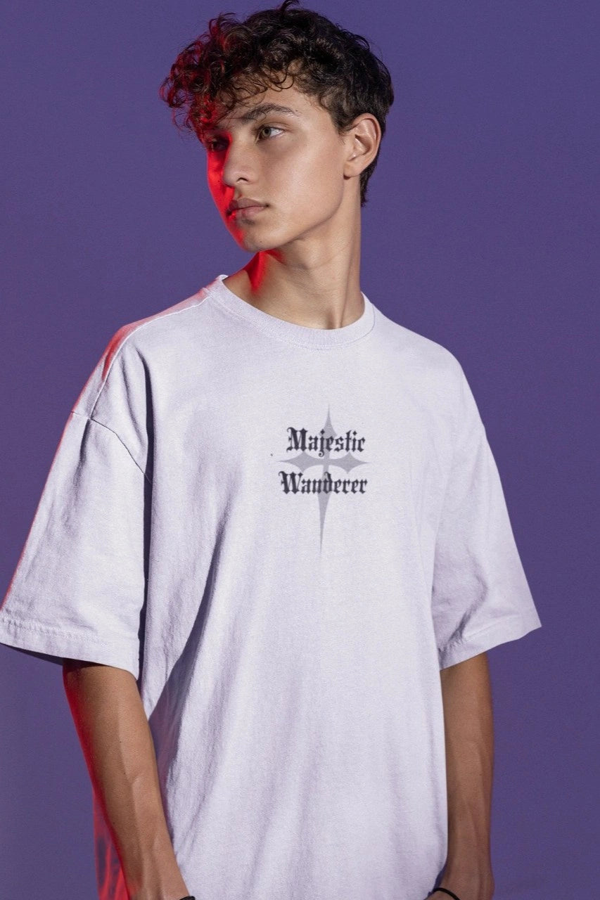 Two Sided Printing | MAJESTIC WANDERER | 2 light color | 180GSM | Round Neckline | Oversized Fit | 100 % Cotton
