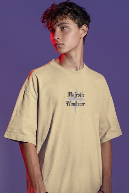 Two Sided Printing | MAJESTIC WANDERER | 2 light color | 180GSM | Round Neckline | Oversized Fit | 100 % Cotton