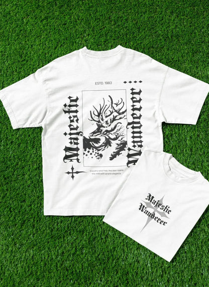 Two Sided Printing | MAJESTIC WANDERER | 2 light color | 180GSM | Round Neckline | Oversized Fit | 100 % Cotton