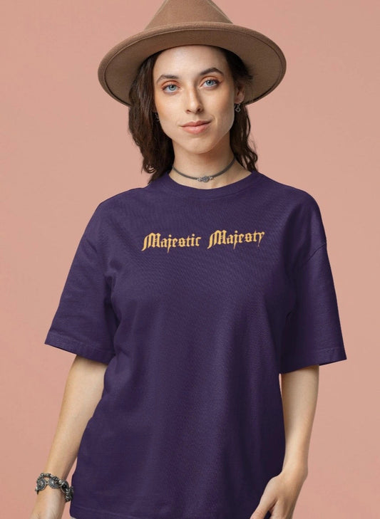 Two Sided Printing | Majestic Majesty | Purple color | Round Neckline | Oversized Drape Fit | 100 % Cotton
