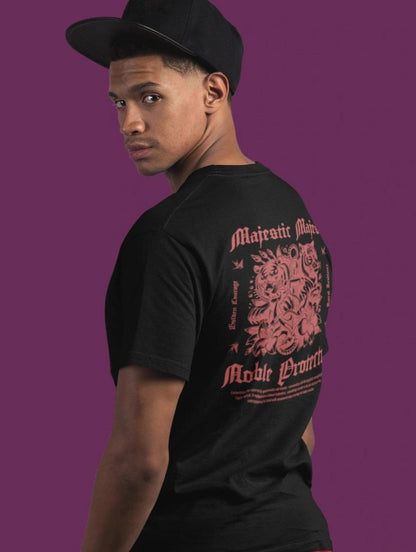 Two sided printing | Unisex Crew T-Shirt | Majestic Majesty | 4 color | Regular Fit | 180 GSM 100% cotton |