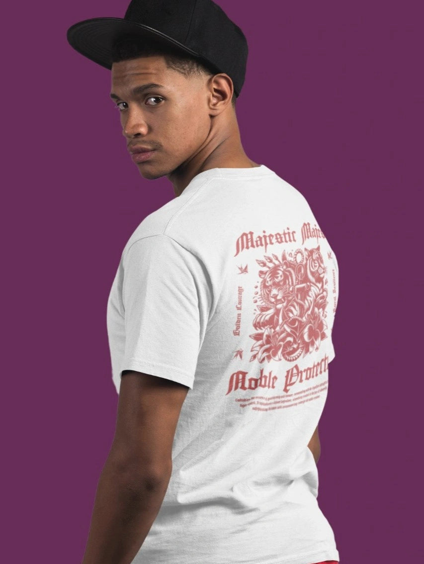 Two sided printing | Unisex Crew T-Shirt | Majestic Majesty | 4 color | Regular Fit | 180 GSM 100% cotton |
