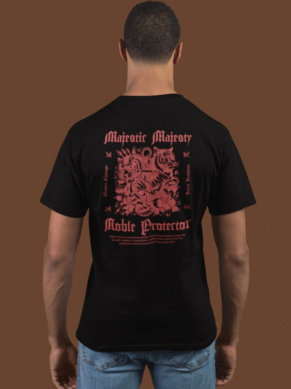 Two sided printing | Unisex Crew T-Shirt | Majestic Majesty | 4 color | Regular Fit | 180 GSM 100% cotton |