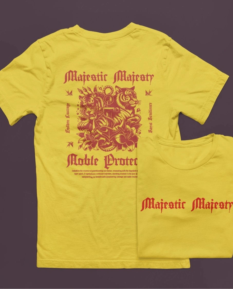 Two sided printing | Unisex Crew T-Shirt | Majestic Majesty | 4 color | Regular Fit | 180 GSM 100% cotton |