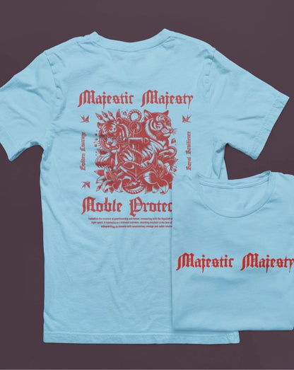 Two sided printing | Unisex Crew T-Shirt | Majestic Majesty | 4 color | Regular Fit | 180 GSM 100% cotton |