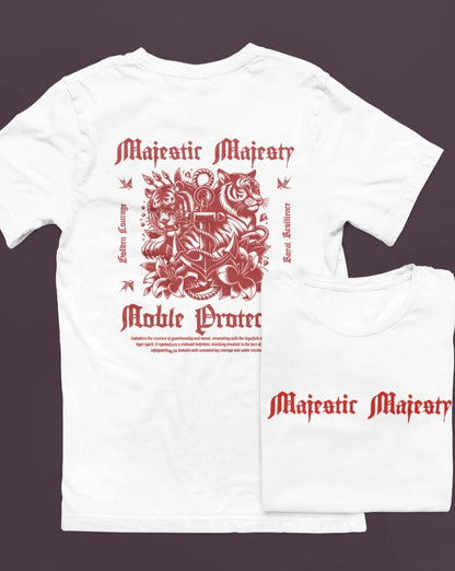 Two sided printing | Unisex Crew T-Shirt | Majestic Majesty | 4 color | Regular Fit | 180 GSM 100% cotton |
