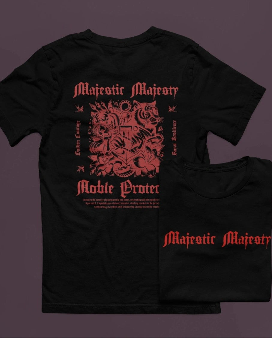 Two sided printing | Unisex Crew T-Shirt | Majestic Majesty | 4 color | Regular Fit | 180 GSM 100% cotton |
