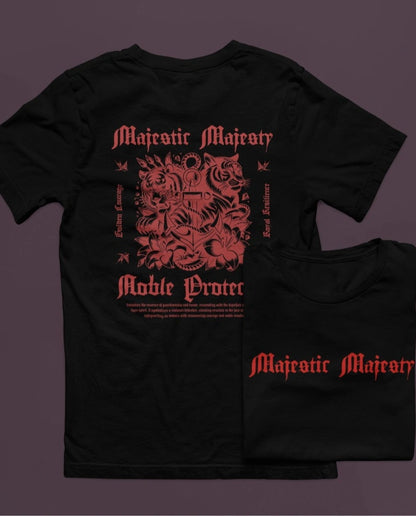 Two sided printing | Unisex Crew T-Shirt | Majestic Majesty | 4 color | Regular Fit | 180 GSM 100% cotton |
