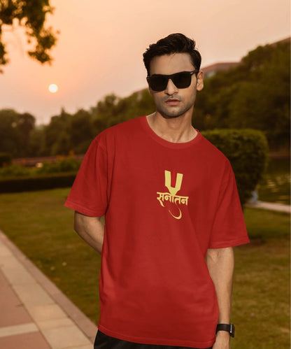 2-Sided Printing | Sanatan | 2 contrast color | Round Neckline | Oversized Fit | 100 % Cotton