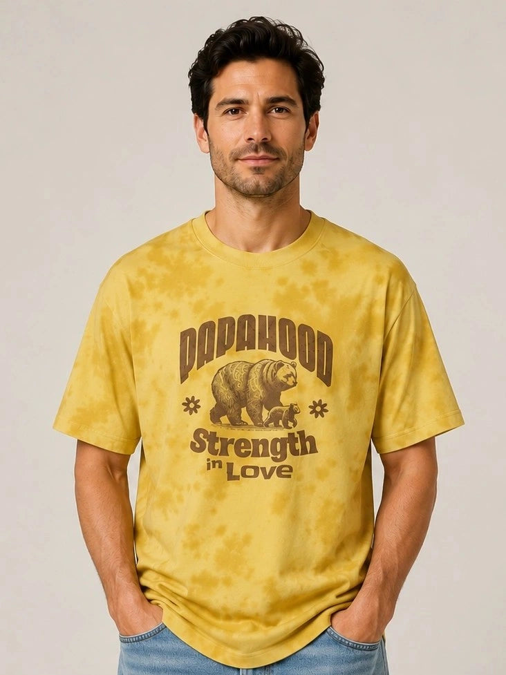 One sided Printing | Tie Dye pattern | PapaHood | Single color | Round Neckline | Extra length | Sleeve - Drape |Oversized Fit