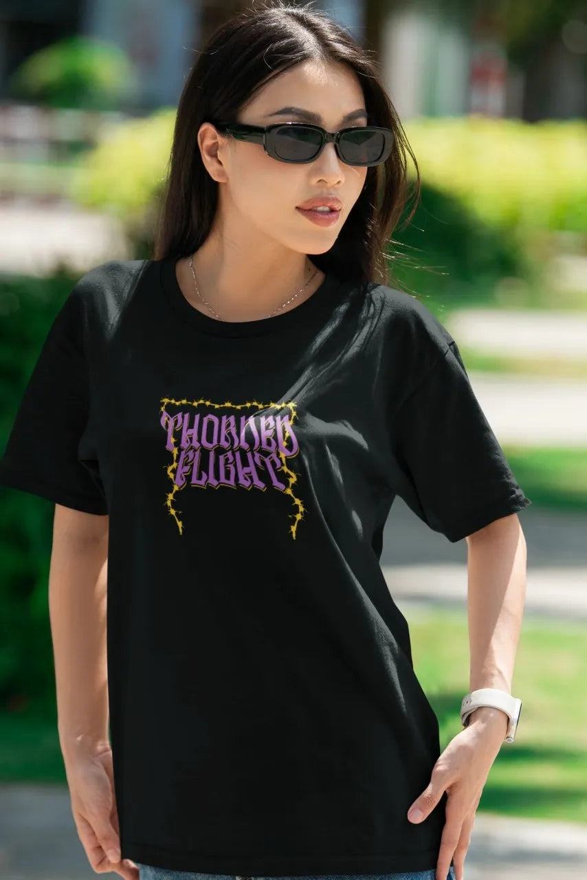 Two Sided Printing | THORNED FLIGHT | 2 color | 180GSM | Round Neckline | Oversized Fit | 100 % Cotton