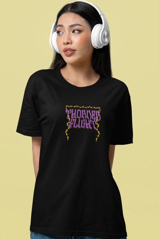 Two Sided Printing | THORNED FLIGHT | 2 color | 180GSM | Round Neckline | Oversized Fit | 100 % Cotton