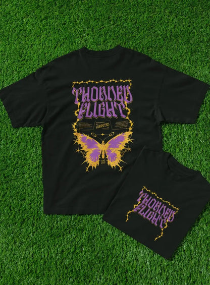 Two Sided Printing | THORNED FLIGHT | 2 color | 180GSM | Round Neckline | Oversized Fit | 100 % Cotton
