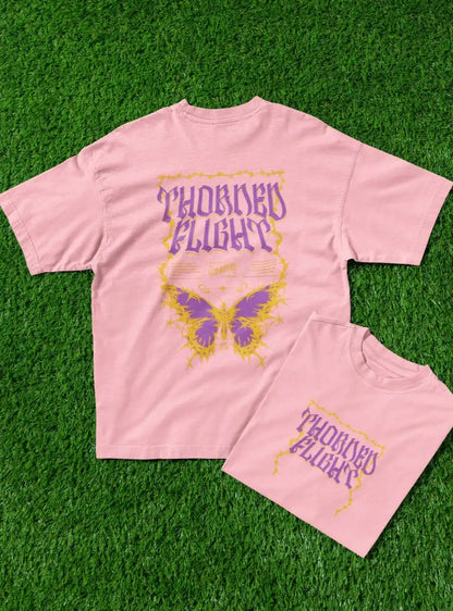 Two Sided Printing | THORNED FLIGHT | 2 color | 180GSM | Round Neckline | Oversized Fit | 100 % Cotton