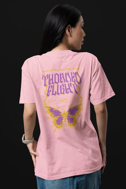 Two Sided Printing | THORNED FLIGHT | 2 color | 180GSM | Round Neckline | Oversized Fit | 100 % Cotton
