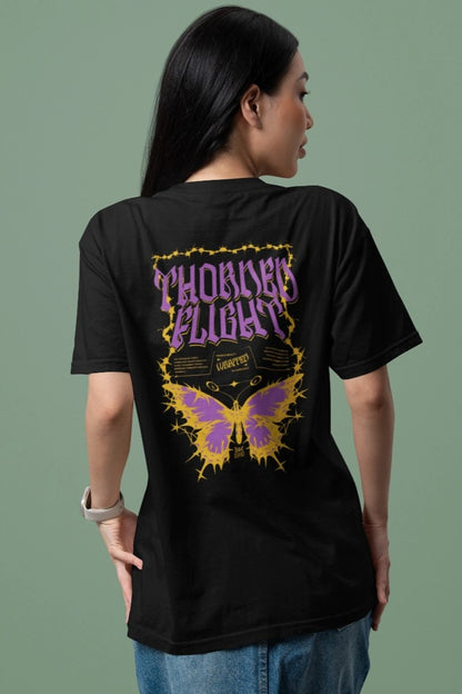 Two Sided Printing | THORNED FLIGHT | 2 color | 180GSM | Round Neckline | Oversized Fit | 100 % Cotton