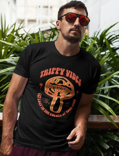 Front Print - Classic Crew T-Shirt | Trippy Vibes | 7 vibrant color | Crew Neckline | Regular Fit | 100 % Cotton