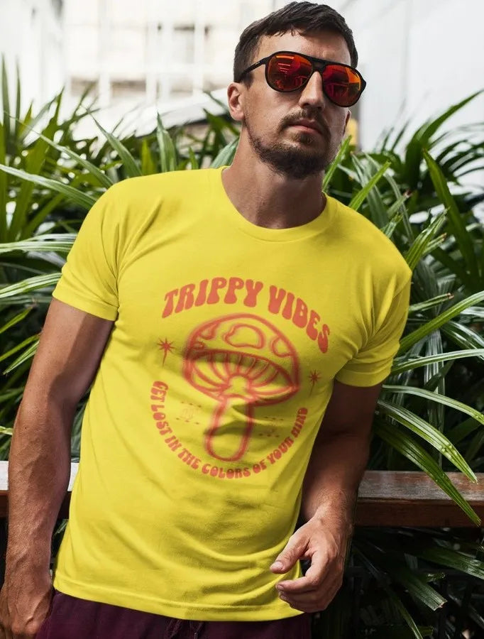 Front Print - Classic Crew T-Shirt | Trippy Vibes | 7 vibrant color | Crew Neckline | Regular Fit | 100 % Cotton