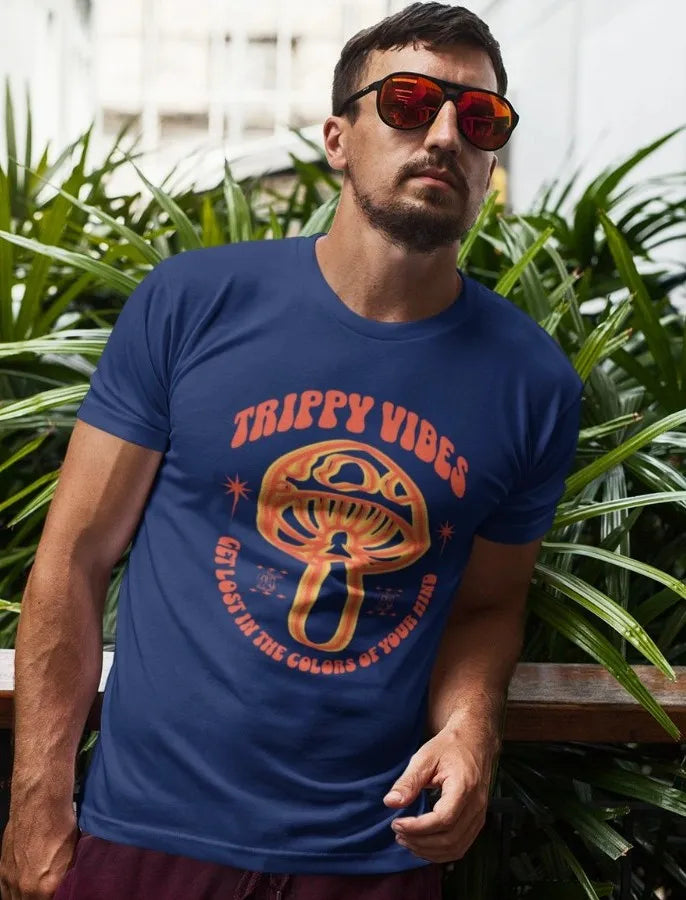 Front Print - Classic Crew T-Shirt | Trippy Vibes | 7 vibrant color | Crew Neckline | Regular Fit | 100 % Cotton