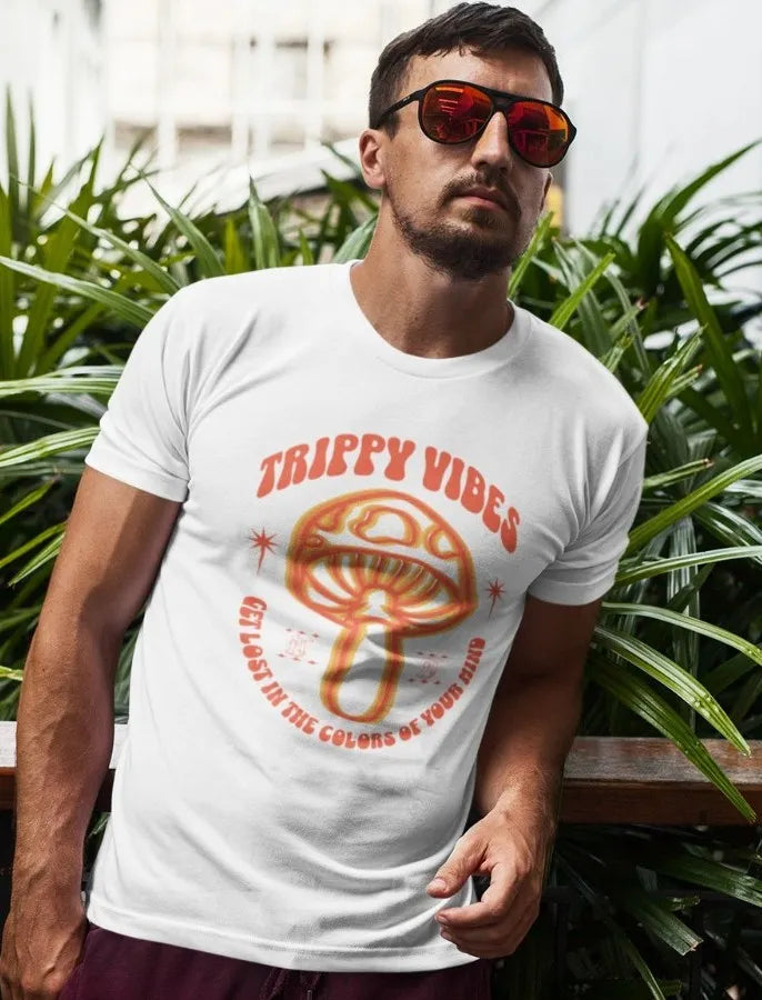 Front Print - Classic Crew T-Shirt | Trippy Vibes | 7 vibrant color | Crew Neckline | Regular Fit | 100 % Cotton