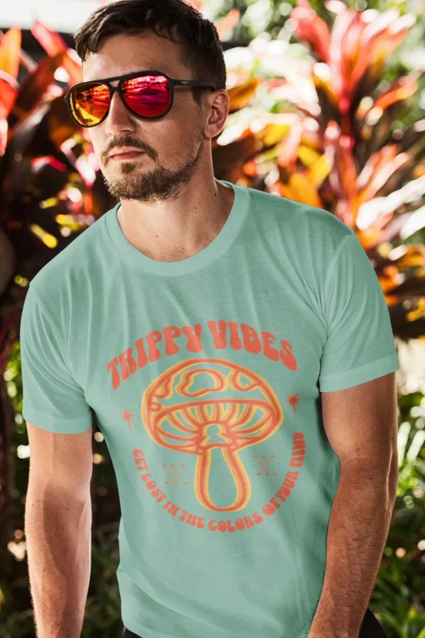 Front Print - Classic Crew T-Shirt | Trippy Vibes | 7 vibrant color | Crew Neckline | Regular Fit | 100 % Cotton